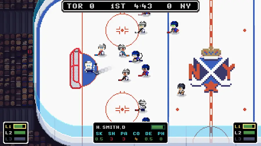 Início de encontro de hóquei no gelo entre duas equipas no Ice League Hockey